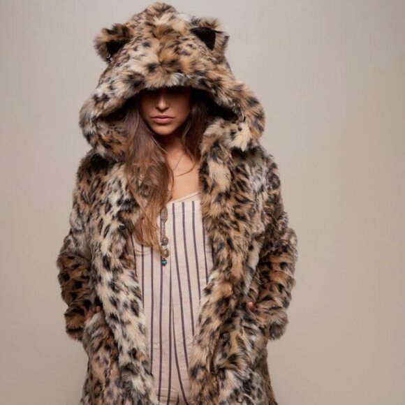 SpiritHoods Jackets & Blazers - SpiritHoods faux fur leopard coat L NWT